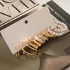 Retro Metal Geometric Personality Simple Retro Pearl Earrings Set Combination 6-Piece Set Women