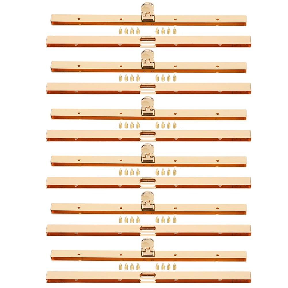 6pcs Golden Purse Frame Hinges 19cm/7.5in Bag Hardware Accessories For Briefcase Making