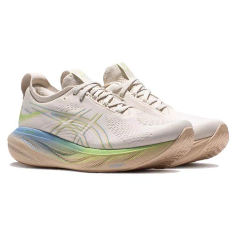 Asics Gel-Nimbus 25 Comfortable Sports Fabric Synthetic Leather Low-Top Marathon Running Shoes Men Sneaker Light-Green Blue 1011B821-200