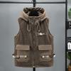 Men Plus Size Warm Hooded Thick Fleece Lined Casual Winter Sleeveless Vest