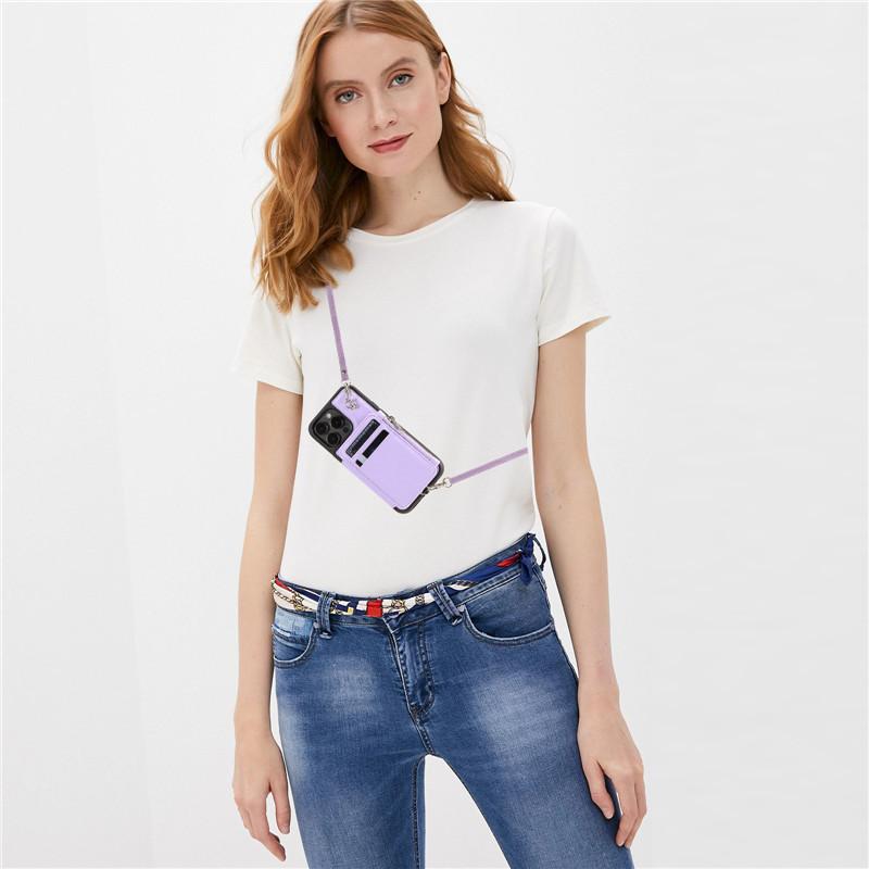 Capa de telefone de couro com cordão para iPhone 15 Pro Max 14 Plus para Samsung Galaxy S23 Ultra S22 Pro S21 A54 A14 A53 A13 capa de pulso com corda flip