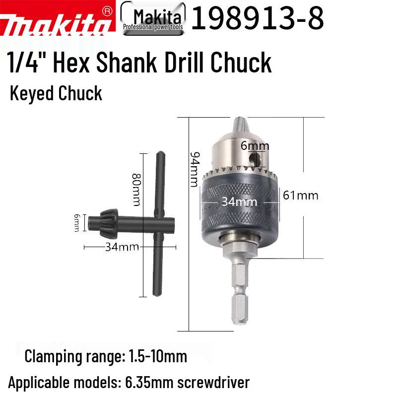 

Makita 1/4 Impact Driver to Drill Chuck Adapter CN plug (adapter included)
