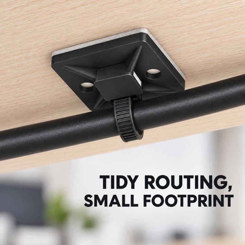 Adhesive Cable Tie Holders, 100 Pack for Organizing Power Cords, Data Cables, Lighting Lines, and Small Cables at Desks