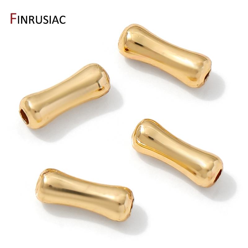 14K Gold Plated Brass Bone Shape Tube Beads,Supplies For Jewelry,Separators Spacer Beads For DIY Bracelet Making Accessories