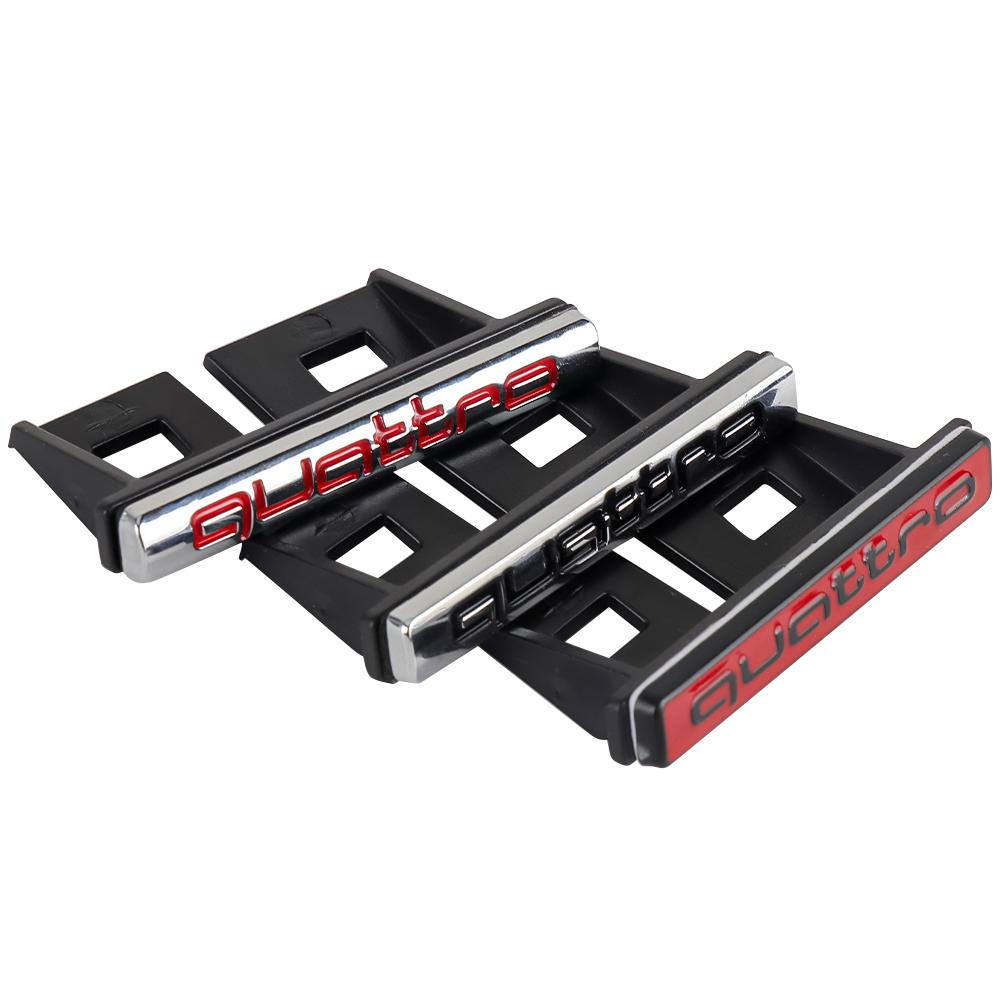 3D Metal Quattro Logo Car Front Grille Emblem Auto Body Trunk Badge Sticker For 117a A1 A3 A4 B8 A5 A6 A7 Q3 Q5 Q7 Accessoriesa117