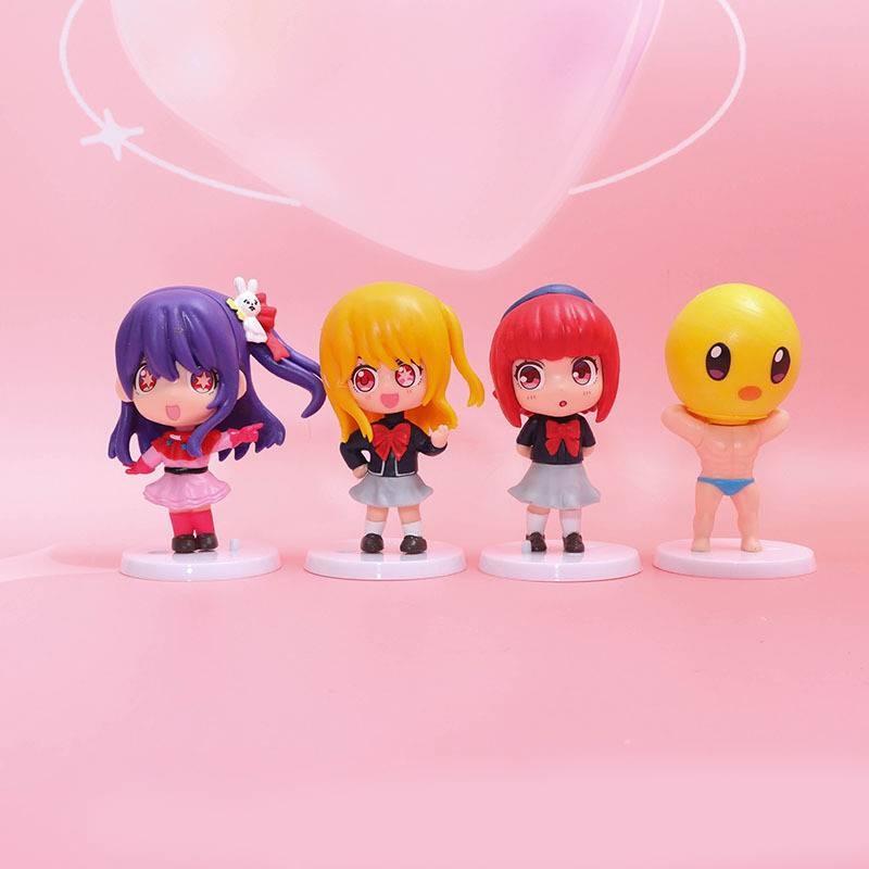 Adorable Anime Figure Set Featuring 7 Charming Oshi No Ko Characters In Vibrant Colors