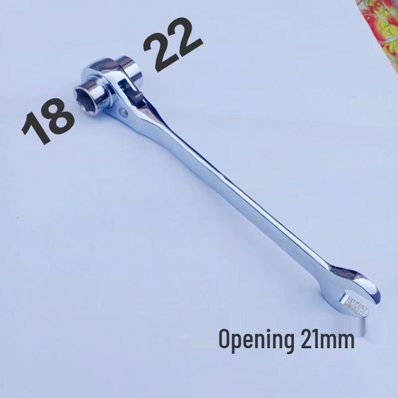 Bidirectional Quick Ratchet Gear Wrench with Pointed Tail and Three-Way Open End