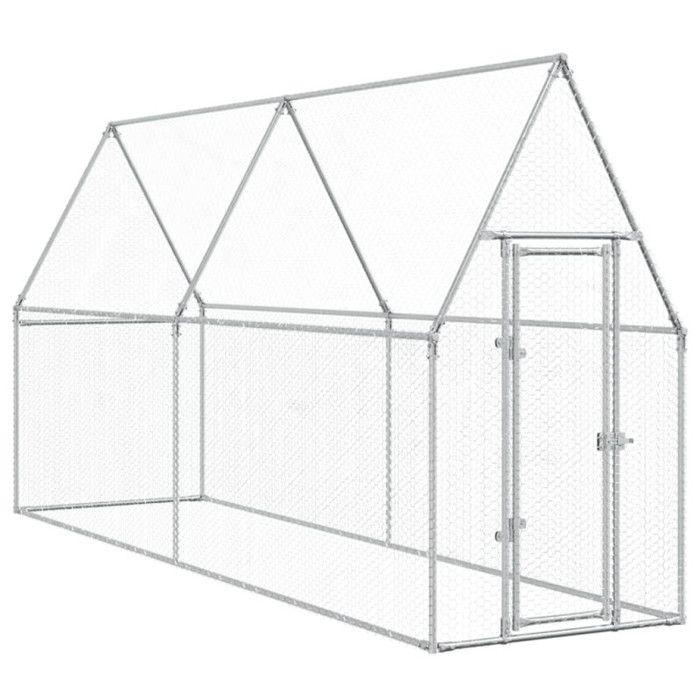 VidaXL Cage for Chickens Silver 400x100x190 Cm Galvanized Steel, Chicken Coop, Chicken Run, Chicken Coop with Run 172551