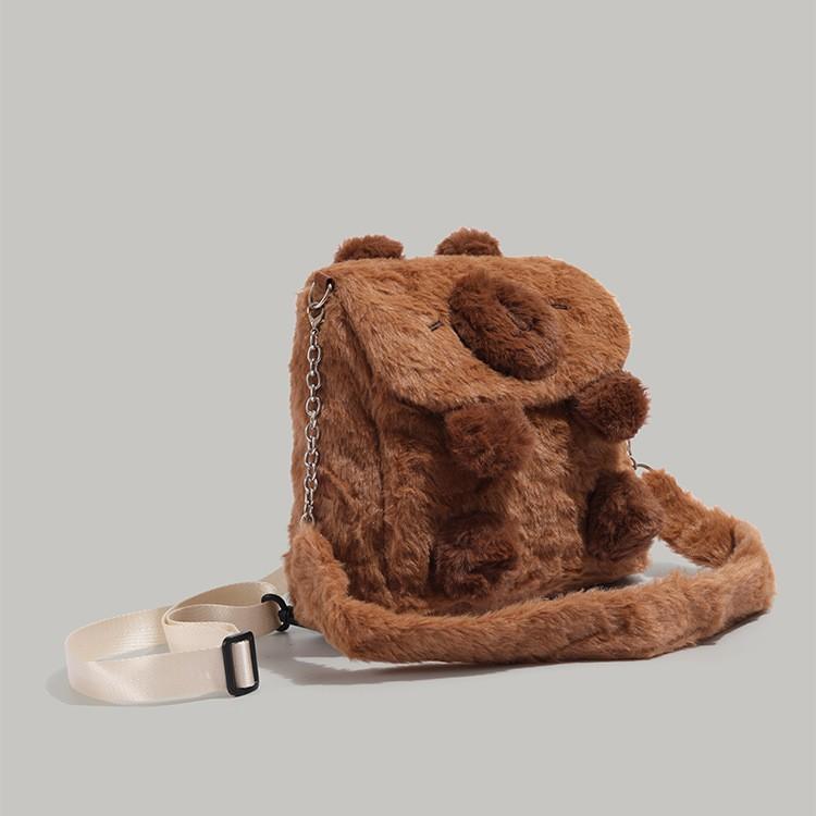 Autumn Winter Cute Capybara Plush Backpack for Women 2024 New Commuter Multifunctional Single Shoulder Crossbody Small Backpack