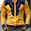 Men's shirt long sleeved printed shirt European and American business lapel