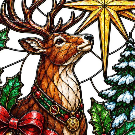 Reusable Christmas Window Decor Stained Glass Style Cling, Rainbow Film Sun Catcher Static Sunlight Reflective Films Suncatcher Sticker for Home Shop