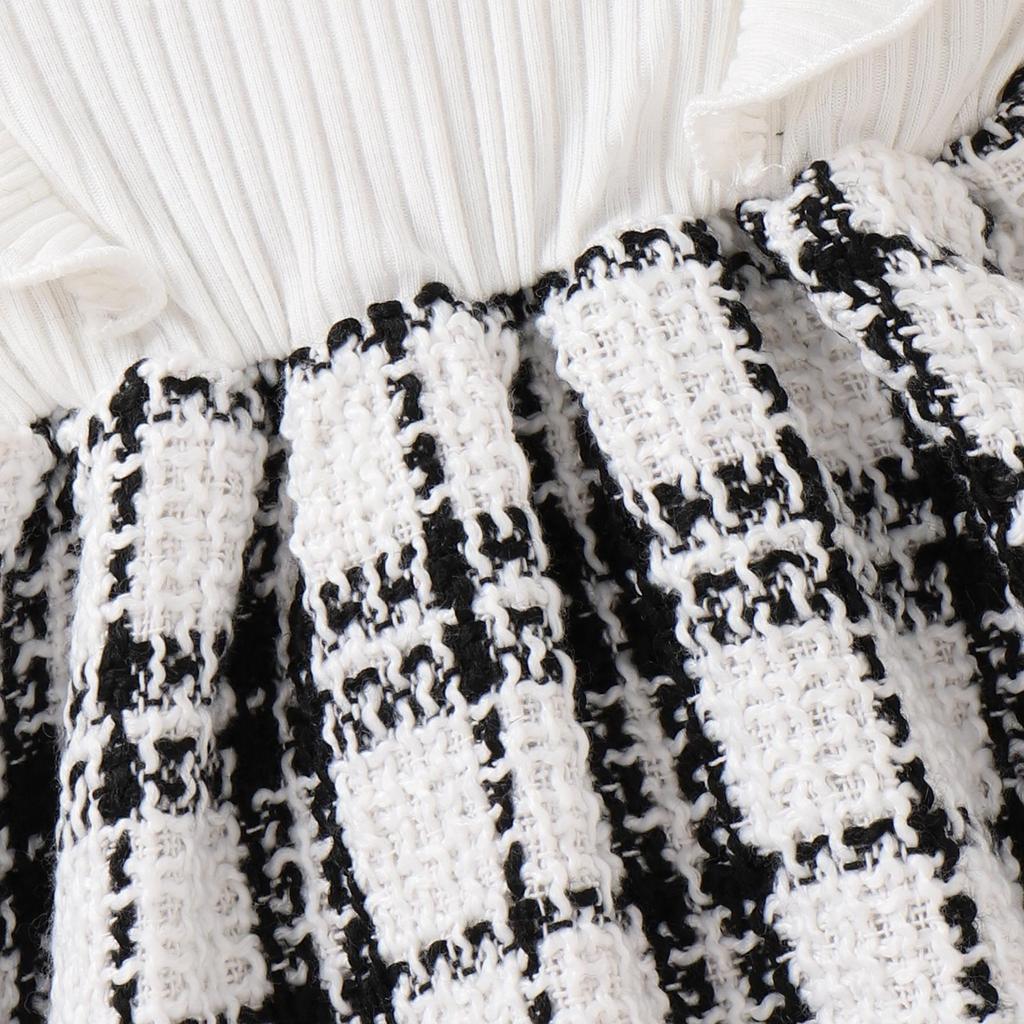Baby Mädchen Strampler Kleid Set Lässige Rüschen Langarm Plaid Overalls und Stirnband für Neugeborene Kleinkind