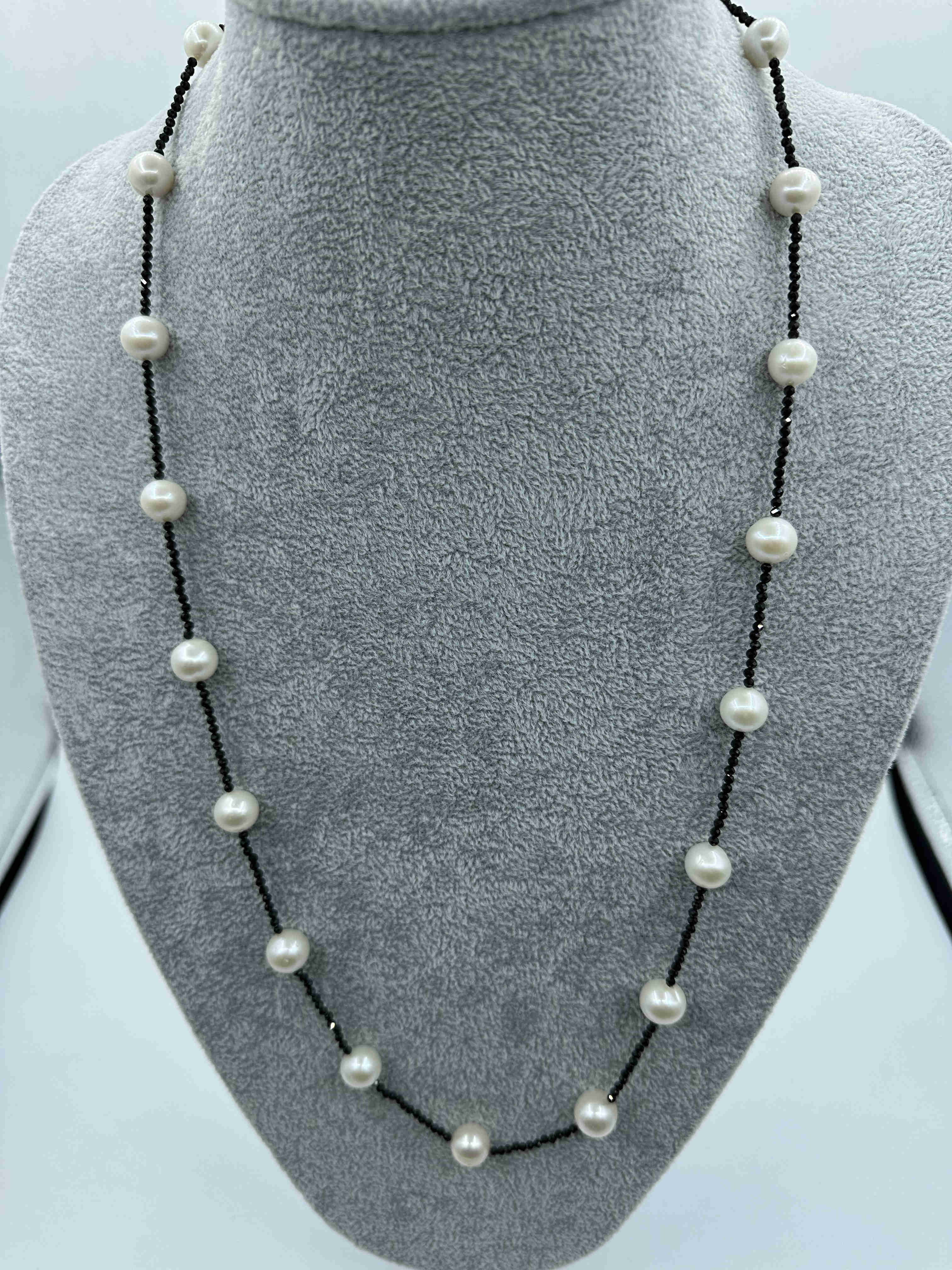 New Arrival 10mm Freshwater Pearl With Black Spinelle Sweater Necklace Fashion Natural Freshwater Pearl Jewelry S925 Necklace