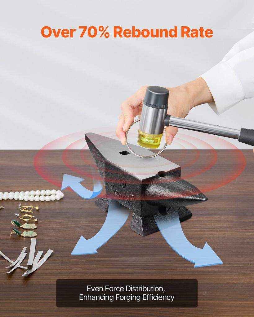 Cast Steel Anvil, 22 Lbs(10kg) Single Horn Anvil with Large Countertop and Stable Base, High Hardness Rugged Round Horn Anvil Blacksmith, for Bending,