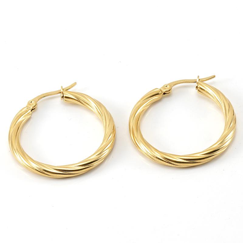 Round Wire Earrings, Twisted Wire, Ear Buckle, Real Gold Electroplating Process, Simple And Fashionable Wind Earrings