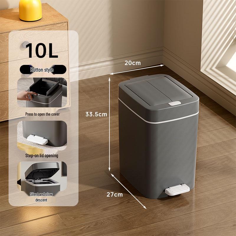 Silent Slow-Closing Trash Can with Foot Pedal Lid for Kitchen & Bathroom