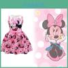 Vestido Minnie Mouse para Menina com Estampas de Desenhos Animados para Verão Meninas Casual Mistura de Algodão Vestido para Meninas