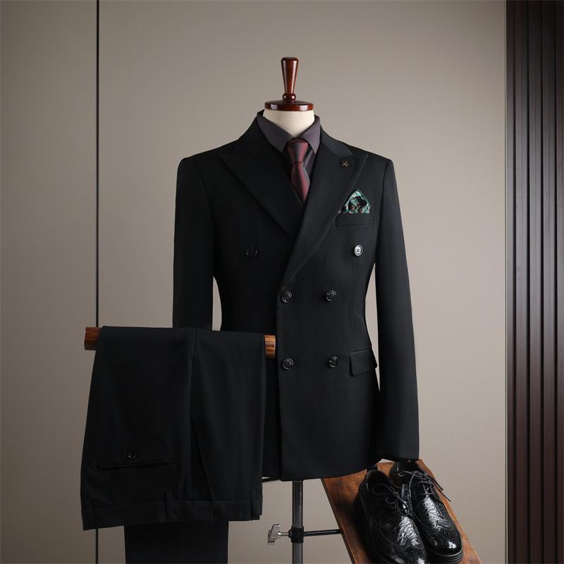 Men's High-End Slim-Fit Suit Set: Business Formal, Groomsman, Wedding Groom's Wear, Wrinkle-Resistant Jacket