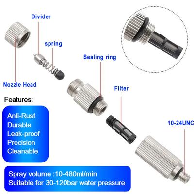 50Pcs High Pressure Garden Water Misting Nozzles With Filter Inside 0.1mm~0.8mm for Garden Agriculture Cooling Humidify