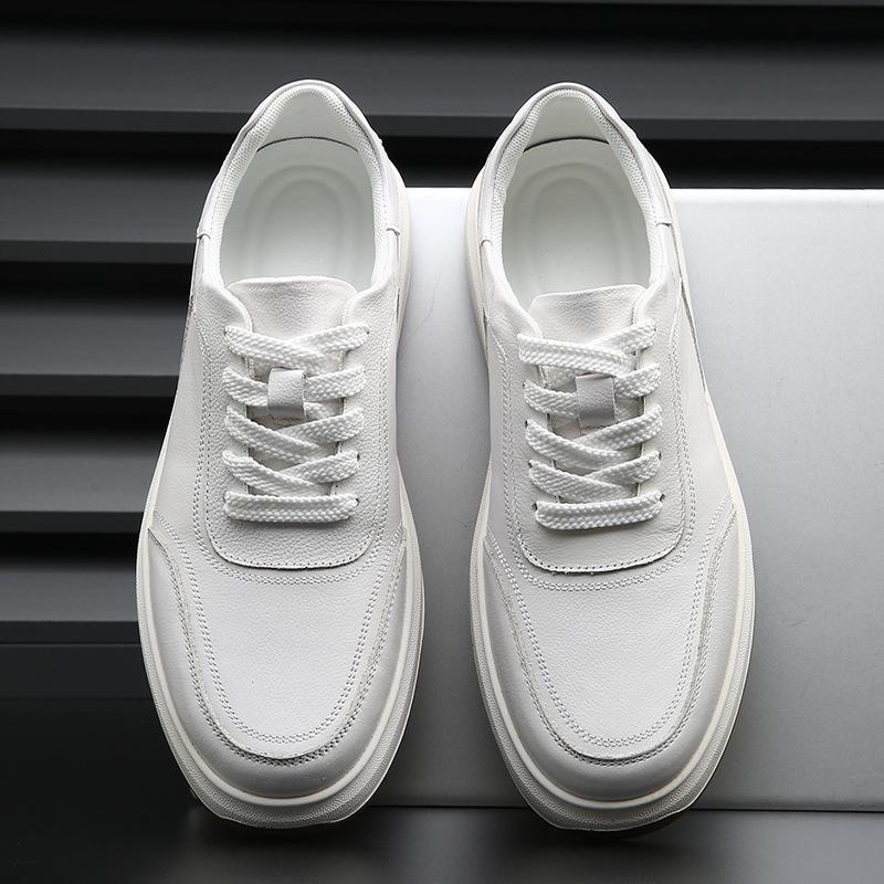 The first layer of cowhide autumn new versatile little white shoes men's leather breathable casual shoes men's trend thick baseplate shoes