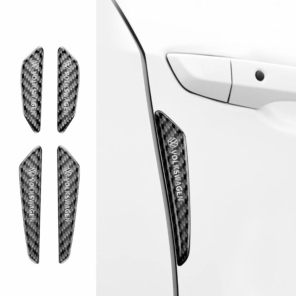 T304pcs Carbon Fiber Car Door Anti-collision Strips Edge Guard Scratch Protector Trim Valve Cap For Volkswagen MK6 Golf 6 GTI Jetta