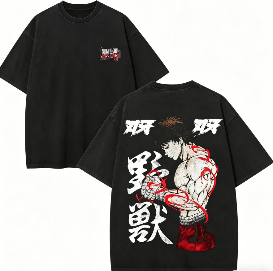 Baki the Grappler Anime Lover Washed T-shirt Year round clothing high quality personality Clothes Plus Size Unisex New Model Couples tee