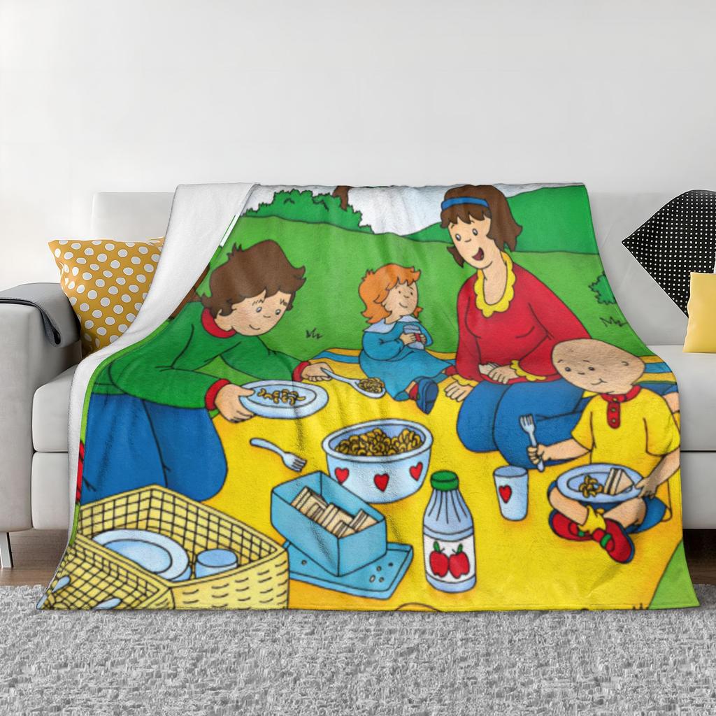 Coperta in Pile Cartoon Animato Caillou Primavera/Autunno Anime Picnic in Famiglia Calda Portatile Coperte Plaid per Divano Letti
