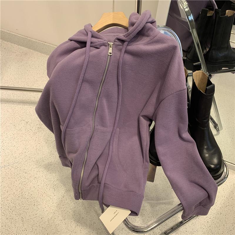 Kapuzenpullover Damen Herbst und Winter Lockere koreanische Strickjacke Lässiger dünner Kapuzenpullover Kapuzenjacke mit Reißverschluss Damenbekleidung