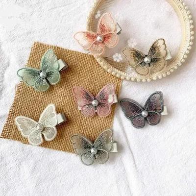Brodate 3D fluture păr clip Super nemuritor stil antic perlă plasă păr clip breton clip decorativ fată păr accesoriu