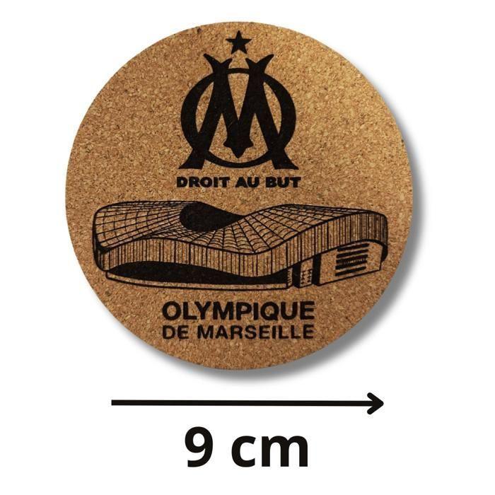 Lot de 10 Dessous de Verres - Olympique de Marseille - Liège Naturel - 9 cm - Écologique