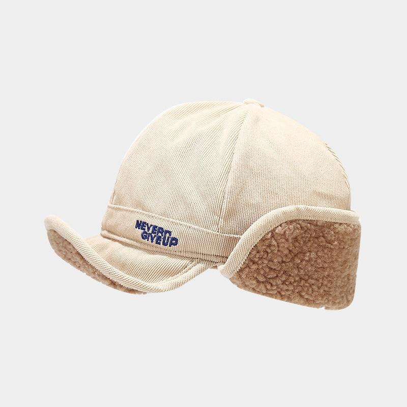 Corduroy Thickened Warm Cap Ear Protector Octagonal Hat Men and Women Winter Outdoor