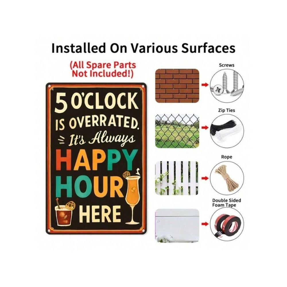 Retro 5 Uhr Metall Wandkunst Vintage Bar Dekor Schild