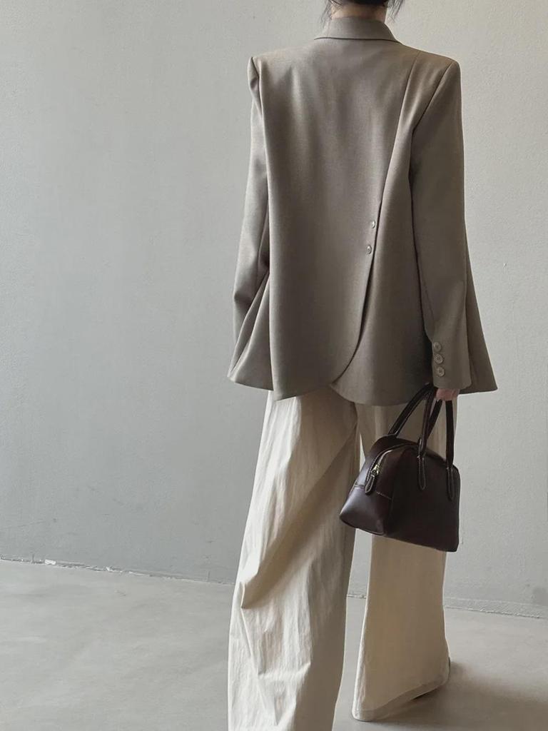 Yanshuang Women's High-End Spring Suit Jacket with Irregular Back Slit