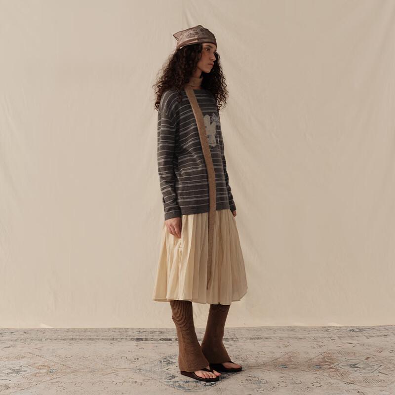 GREEN BELT Women's All Wool Striped Sweater