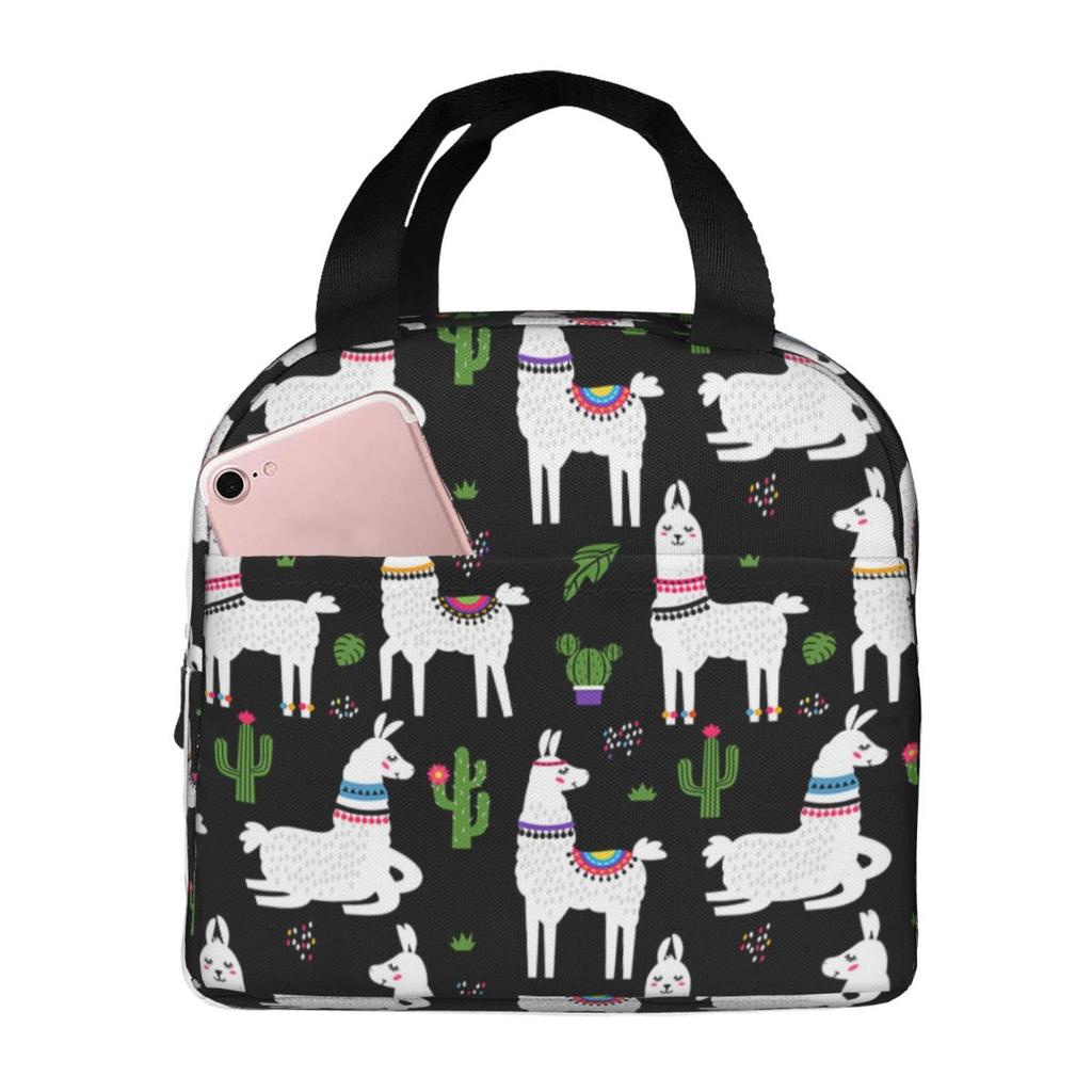 Alpaca Cartoon Patroon Geïsoleerde Lunchtas voor Kinderen School Koeltas Thermische Voedseldoos Draagbare Lunchboxen Container
