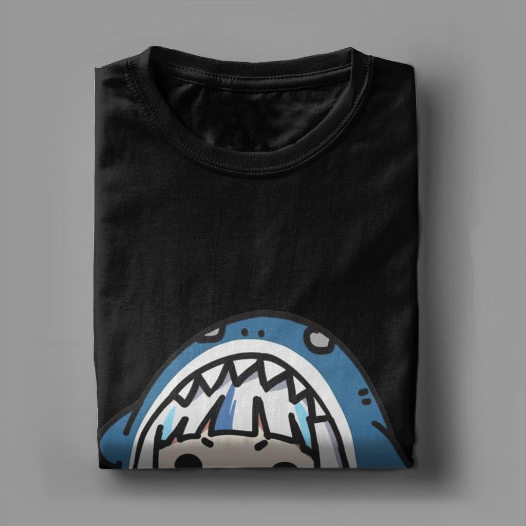 Gawr Gura Chibi T Shirt Beach  Hip Hop T-Shirts Men Pure Cotton Comfortable Oversized Clothes Short-Sleeved Y2K Funny Tshirt