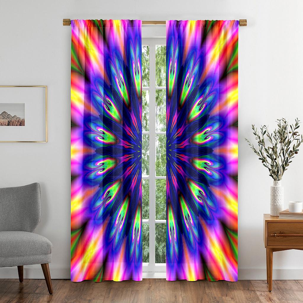 Abstract Colorful Kaleidoscope Texture Kids Blackout Window Curtain for Living Room Bedroom Bathroom Kicthen Door Cupboard Hooks