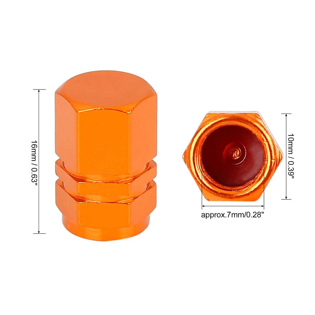 X AUTOHAUX Tire Stem Valve Cap Wheel Valve Cover Car Dustproof Hexagon Aluminum Alloy Tire Cap 4pcs Orange