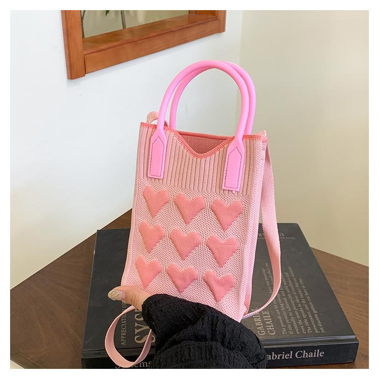 Dopamine Color Mini Mobile Phone Bag Knitted Bag Niche Versatile Single Shoulder Oblique Span Bag Change Bag Hand Bag