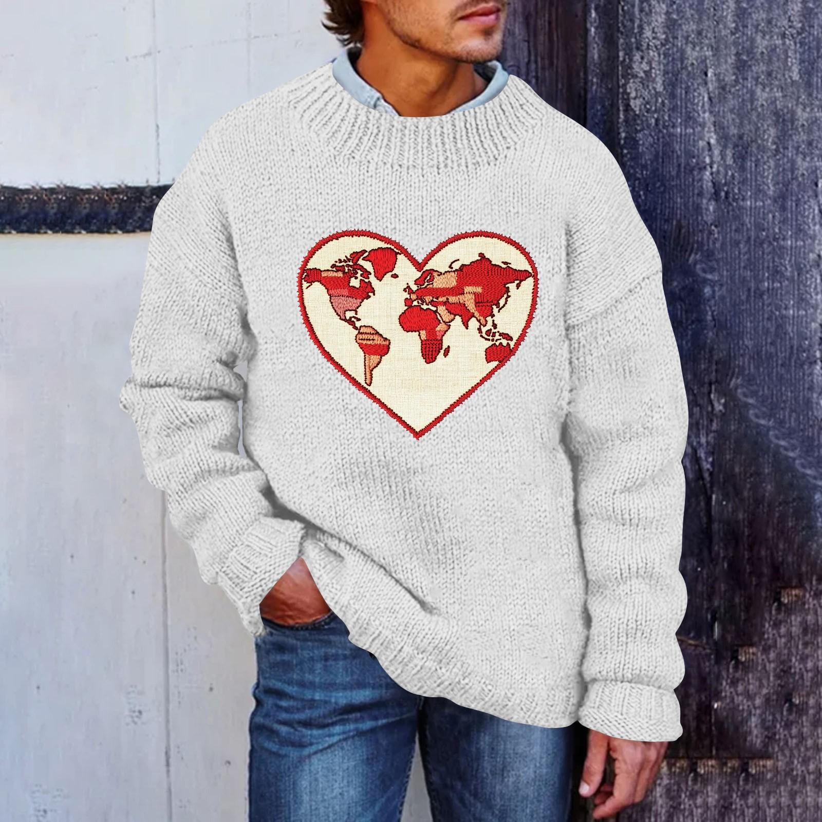 

Мужской принтованный искусственный свитер, толстовка с круглым вырезом, свободный топ с длинными рукавами L белый