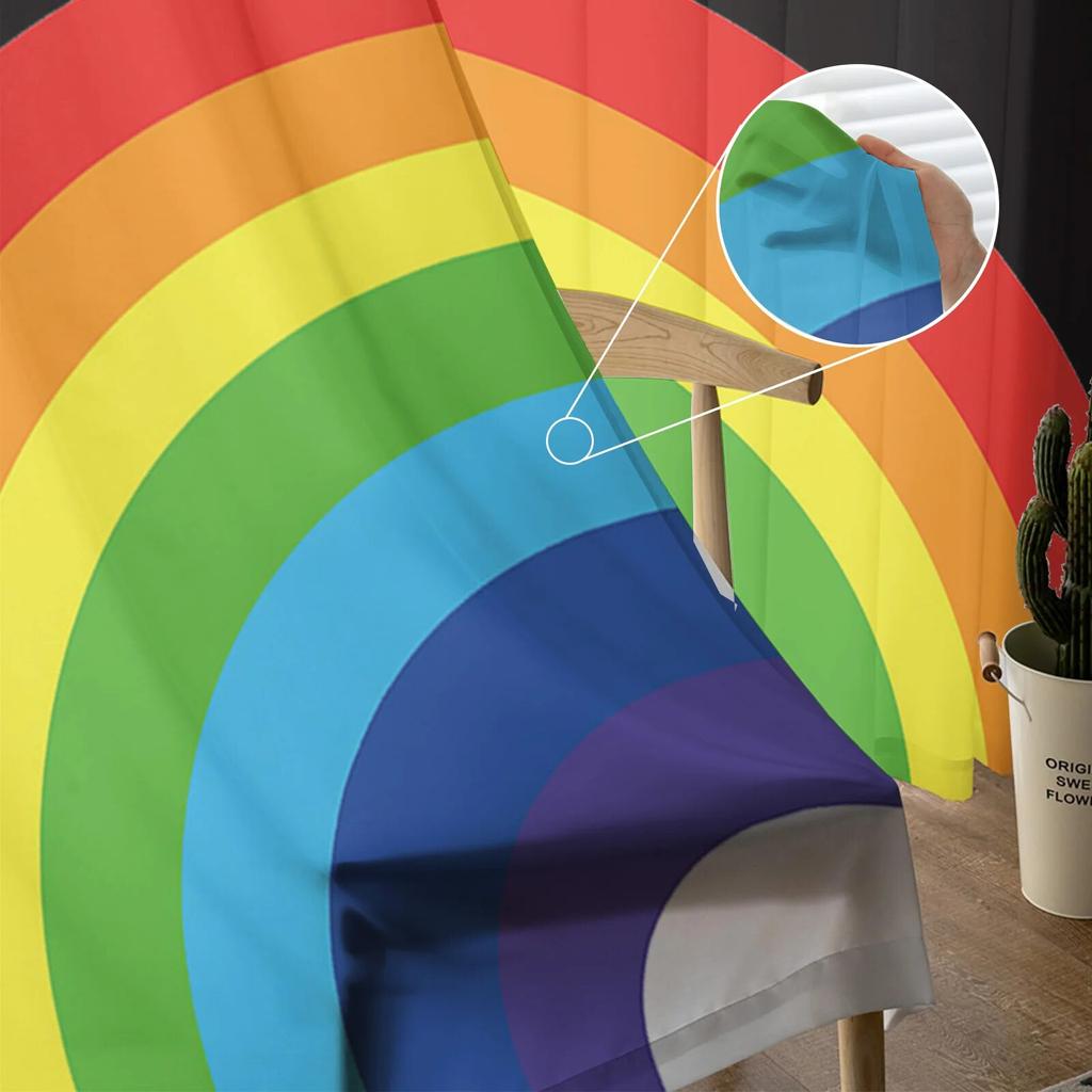 Lustige Regenbogen Schwarze Tüllgardinen Wohnzimmer Küche Chiffongardine Schlafzimmer Balkon Transparente Gardine Mode Heimdeko