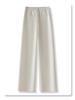 Beige Fleece-Lined Wide-Leg Woolen Pants for Women - New 2024 Autumn/Winter Collection