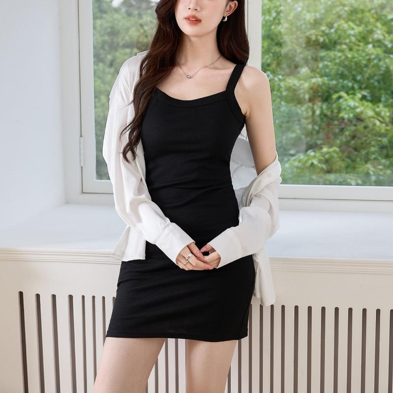 Rochie cu bretele în dungi pentru femei Nouă de vară Bumbac pur Rochie vestă Sexy cu fustă scurtă mulată pe șolduri pentru persoane mici