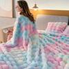 Tie Dye Faux Fur Blanket Double Sided Thick Bubble Velvet Soft Plush Throw Warm Cozy for Sofa Office Nap Bed Home Travel All Season Blanket