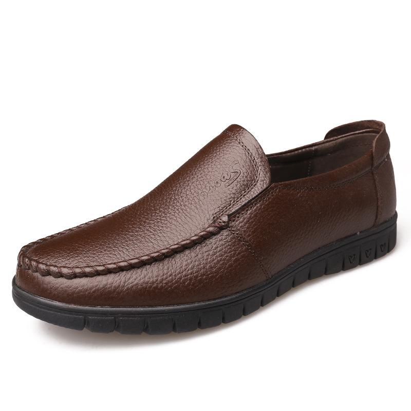 Spring and Autumn Men's Shoes One Pedal Business First Layer Cowhide Men's Versatile Breathable Casual Leather Shoes Driving Shoes