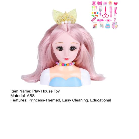 25Pcs Play House Toy Hairdressing Makeup Doll Head Styling Set with Combs Scissors