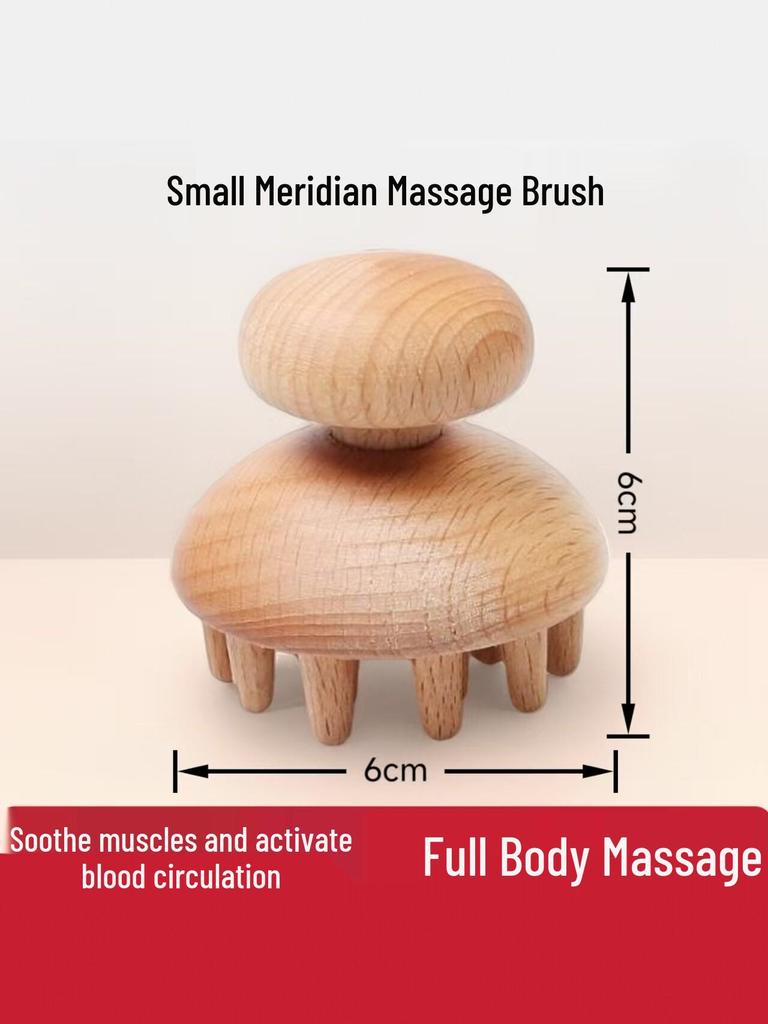 Oak Wooden Meridian Massage Brush - Full Body Muscle Soothing & Activation Tool
