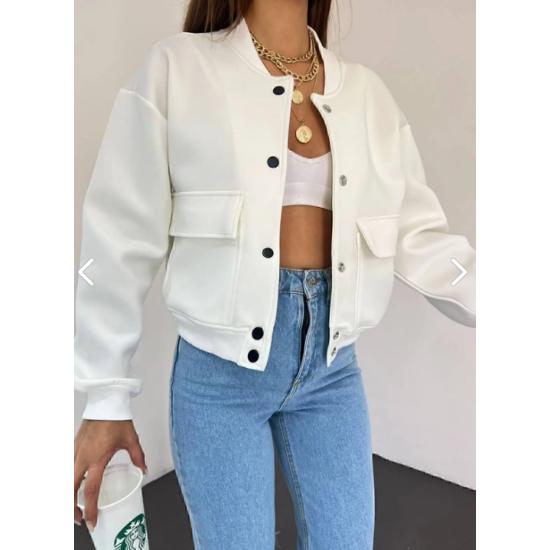 Diving Fabric Double Pocket Bomber Jacket