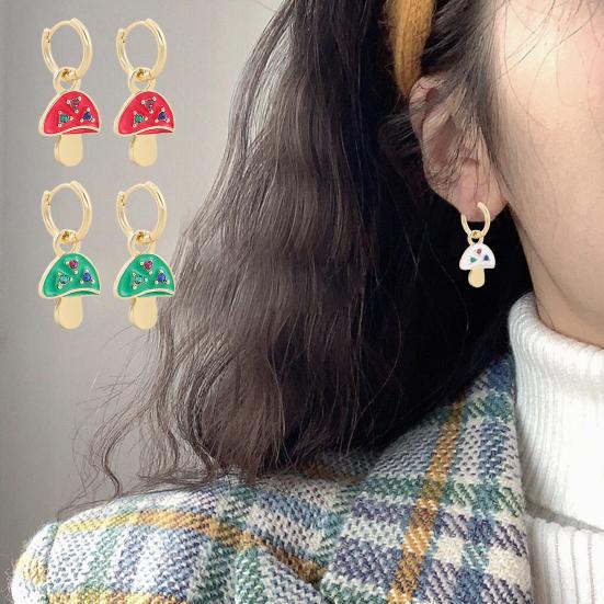 

1 пара женских висячих сережек с грибным покрытием, ювелирные изделия ярких цветов, серьги с пряжкой для ушей чёрный