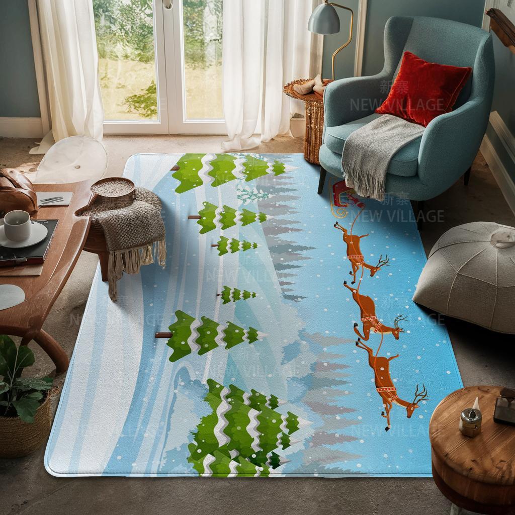 House Entrance Carpet Home Door Mat Living Room Bath Foot Bathroom Non-slip Water Absorption Rugs Bath Merry Christmas Winter